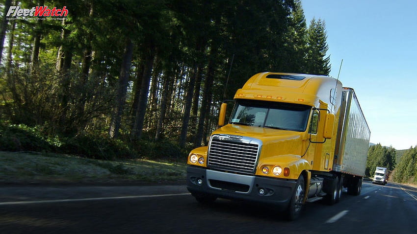SEMI kamyon traktör römork taşıma büyük teçhizat taşıma kamyon araç, sarı kamyon HD duvar kağıdı