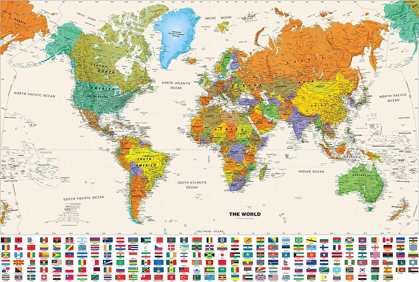 Mapa mundial Copia de alta definición Política de alta resolución Mapa político fondo de pantalla