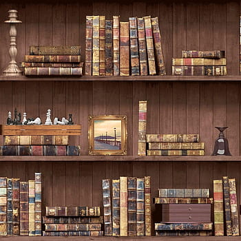 Antique Bookcase Wallpaper  Brown  575208