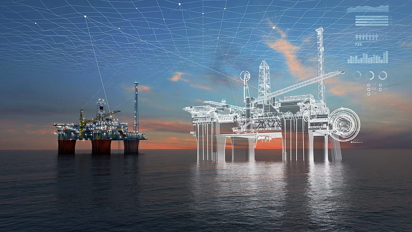 Gemelo digital Petróleo y gas, campo petrolífero fondo de pantalla