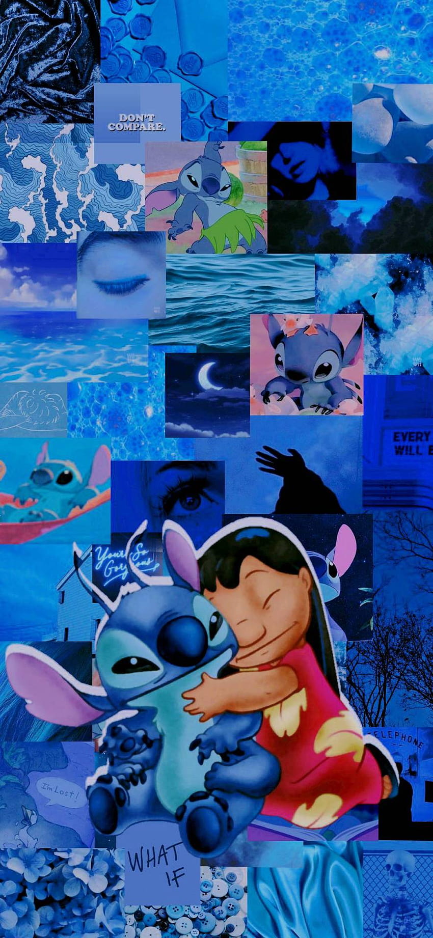 Lilo y Stitch, collage de puntadas fondo de pantalla del teléfono