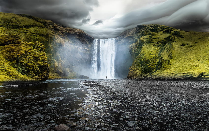 Nature & Landscape Skogafoss Waterfalls Iceland HD wallpaper