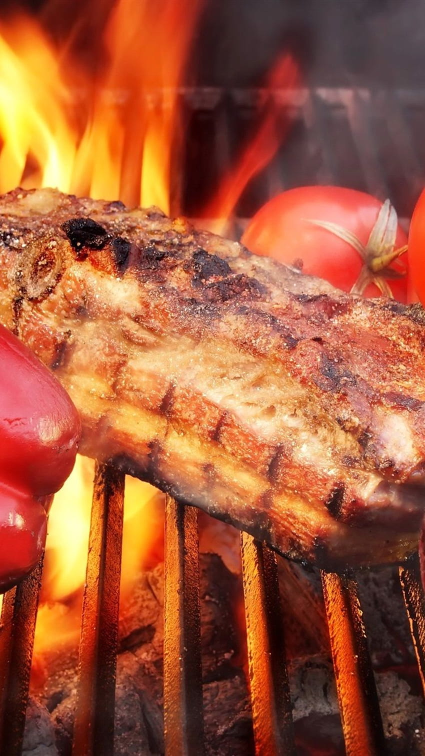 BBQ, meat, onion, tomatoes, pepper 750x1334 iPhone 8/7/6/6S , background, churrasco HD phone wallpaper