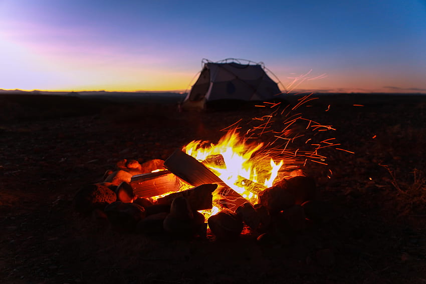 Campfire at a Campsite Ultra, camp fire HD wallpaper