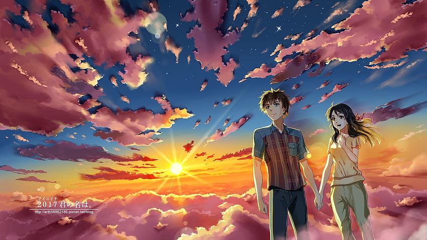 Romantic Anime Landscape, anime couple horizontal HD wallpaper