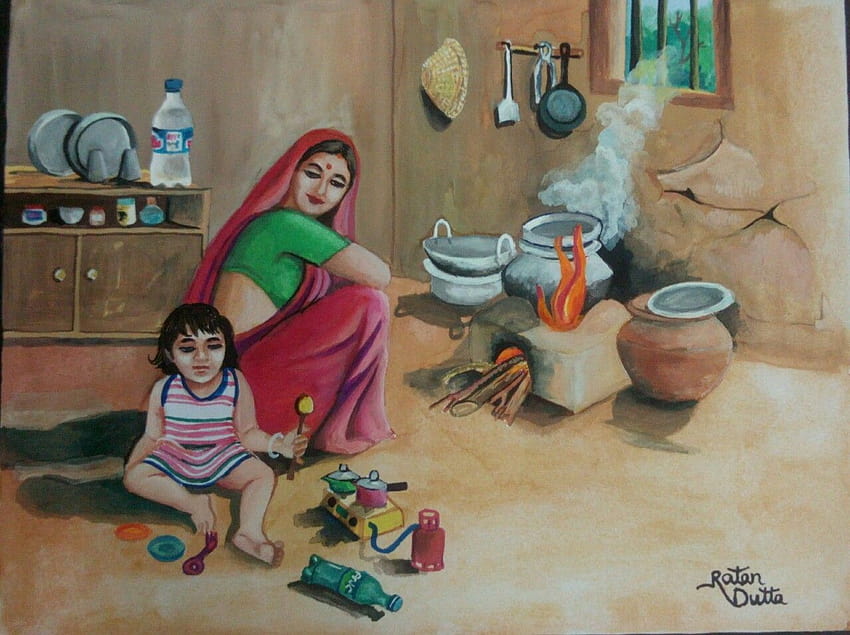 Glossy Waterproof Rajasthani Canvas Painting, For Decoration