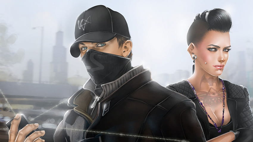 1920x1080 aiden pearce, chicago, watch dogs, ubisoft montreal, art, clara lille, mask, cap, drawing Full Backgrounds HD wallpaper