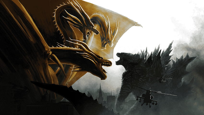 3840x2160 Godzilla vs King Ghidorah Em Godzilla Rei dos Monstros papel de parede HD