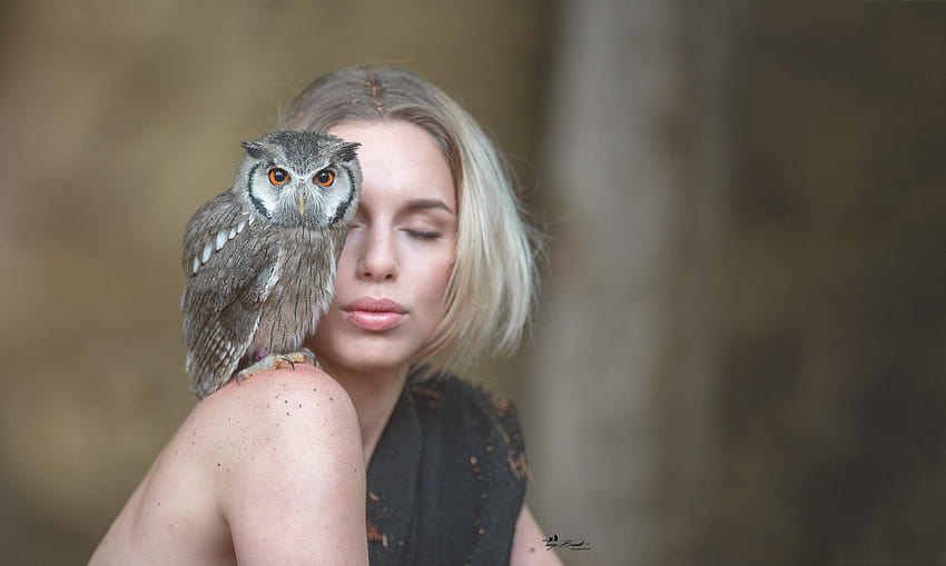 Eyes, look, girl, face, the dark background, each, women and owls HD ...