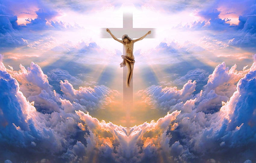 Jesús, Nubes, Cruz, Religión, Jesucristo, La crucifixión, Los rayos del sol, Jesús de Nazaret , sección разное fondo de pantalla