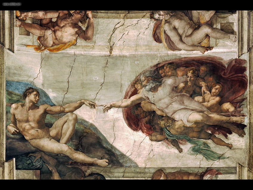 Drawing & Painting: The Creation of Adam by Michelangelo, 미켈란젤로 아담 HD 월페이퍼