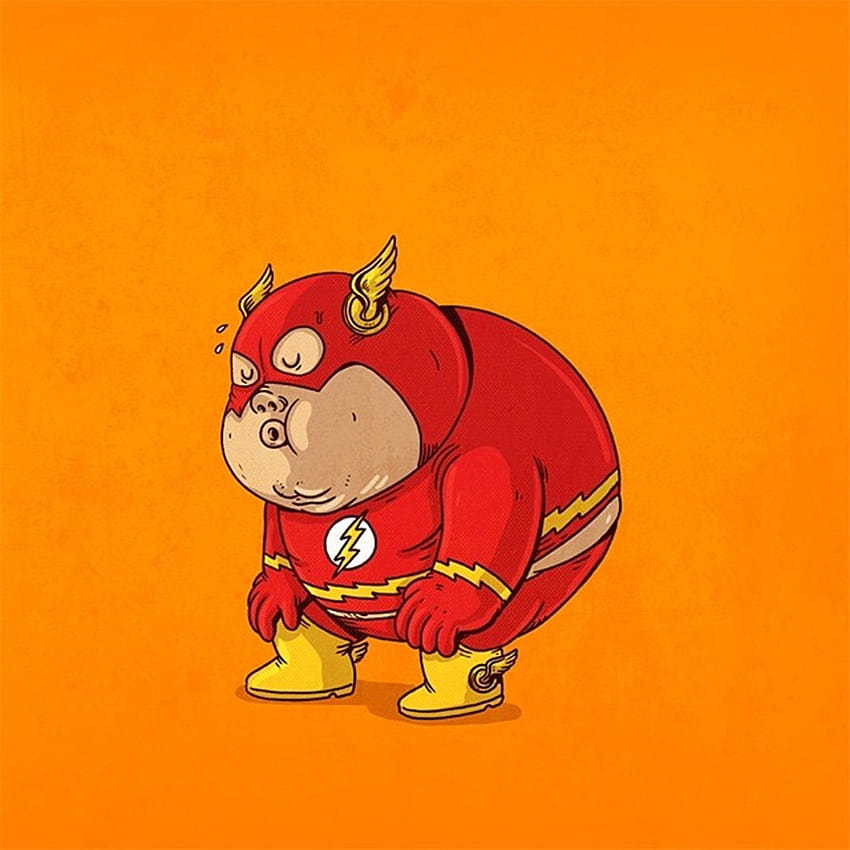 Fat Superheroes Flash HD phone wallpaper