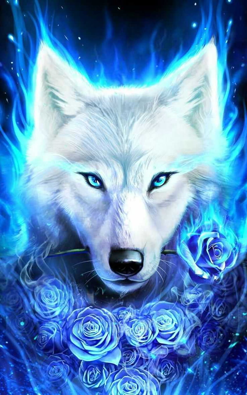 Lobo azul lindo, lobo azul genial fondo de pantalla del teléfono