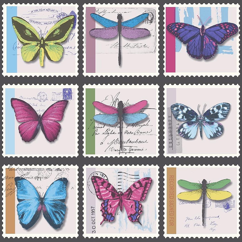 Holden Décor Farfalla Butterfly Dragonfly Stamp Metallic Vinyl 97940 HD phone wallpaper