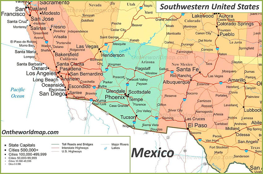 Map Of Southwestern United States, us map HD wallpaper