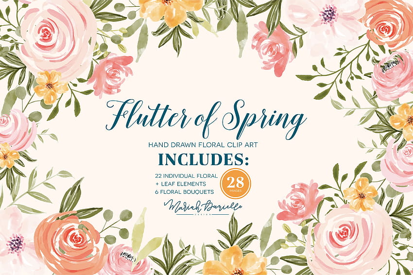 Flutter of Spring Flower Clipart Set, summer wedding HD wallpaper