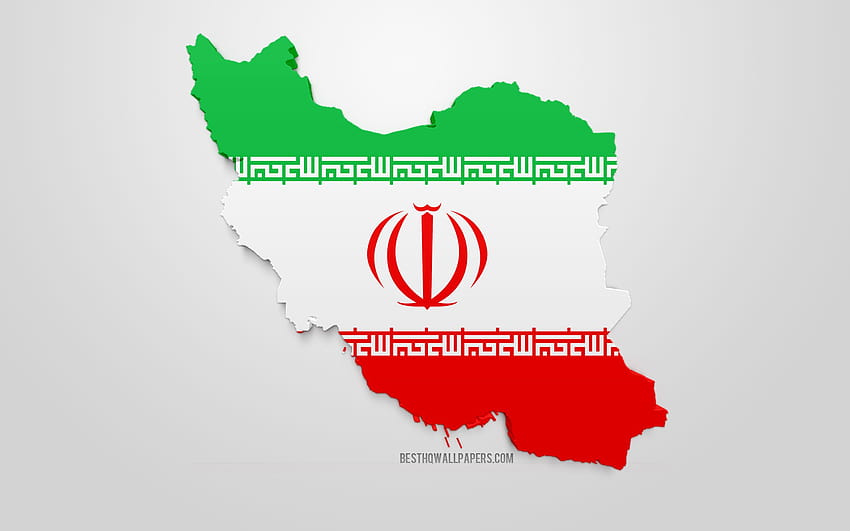 Bandera 3d de Irán, silueta de mapa de Irán, arte 3d, bandera de Irán, Asia, Irán, geografía, silueta 3d de Irán con resolución 2560x1600. Alta calidad, mapa de irán fondo de pantalla