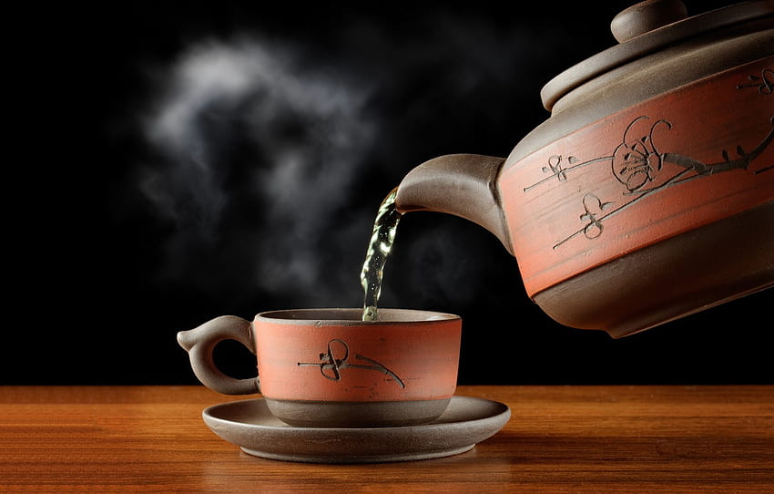 green, kettle, Cup, saucer, hot tea , section еда HD wallpaper