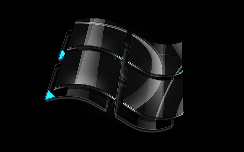 Windows Dark Glass Logo, black glass HD wallpaper