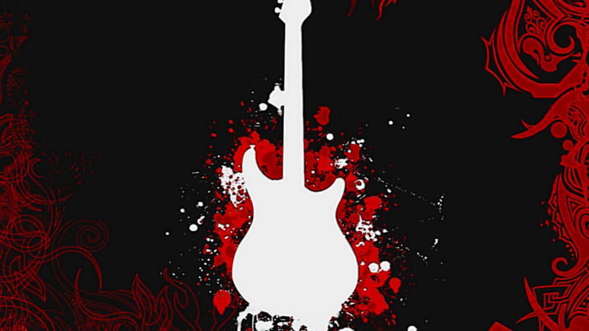 ScreenHeaven: Musik gitar gelap hitam dan latar belakang seluler, musik hitam dan merah Wallpaper HD