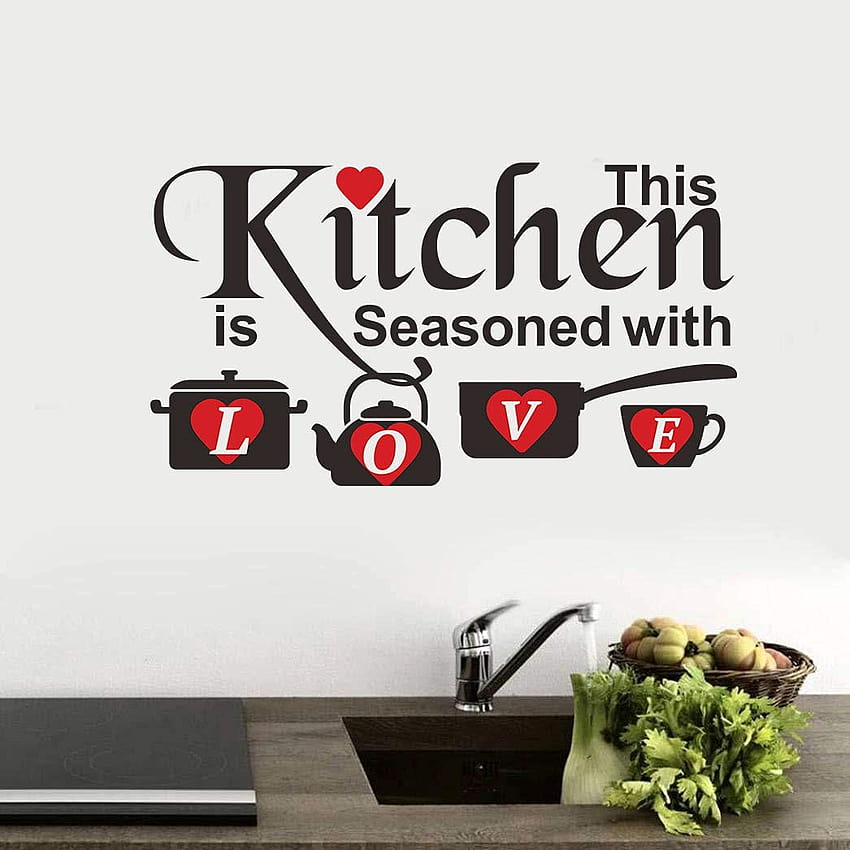 Buy heshengzaixian Kitchen Wall Decor Decals, Family Love Quotes This Kitchen is Seasoned with Love for Kitchen Wall Stickers for Dining Room Kitchenware Decor Mural for Restaurant Cafe Online in Turkey HD phone wallpaper