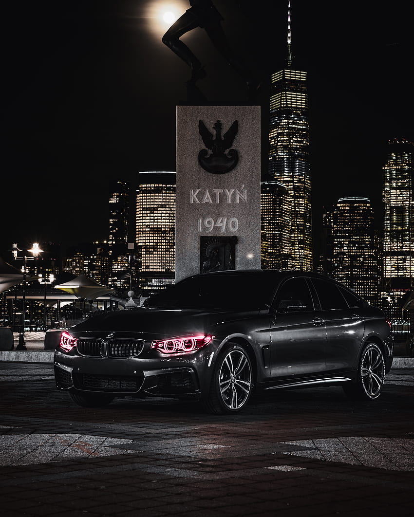 BMW M4, Black Edition, Angel Eyes, Night, City lights, Black/Dark, bmw lights iphone fondo de pantalla del teléfono