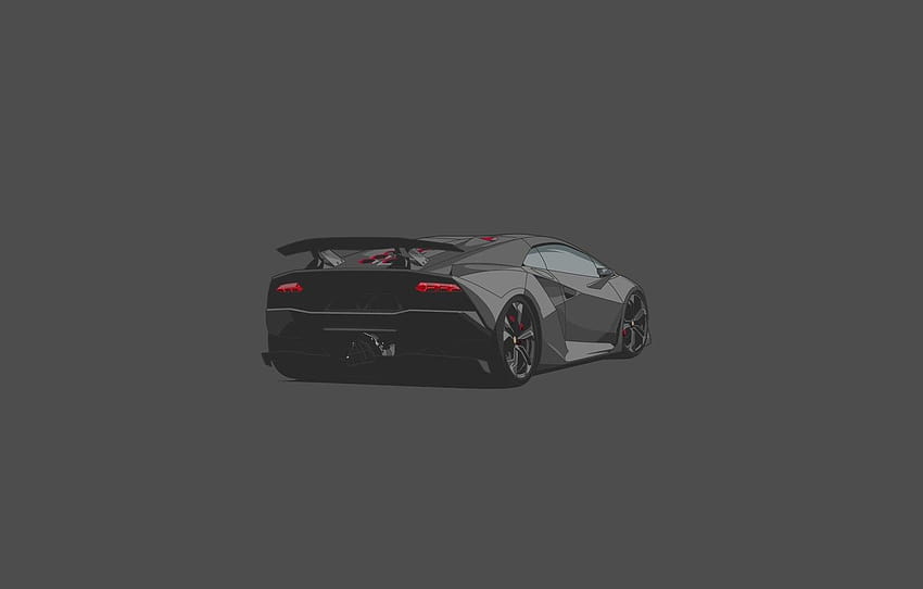 Lamborghini, Auto, Grigio, Sesto Elemento, Posteriore, Minimalista , section минимализм, minimalist car Sfondo HD