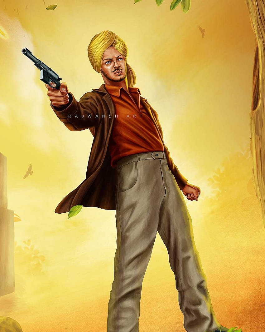 may contain: 1 person, bhagat singh animated HD phone wallpaper