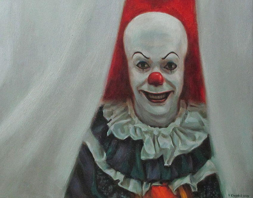 Pennywise the Dancing Clown from Stephen King's IT. Oil on canvas HD wallpaper