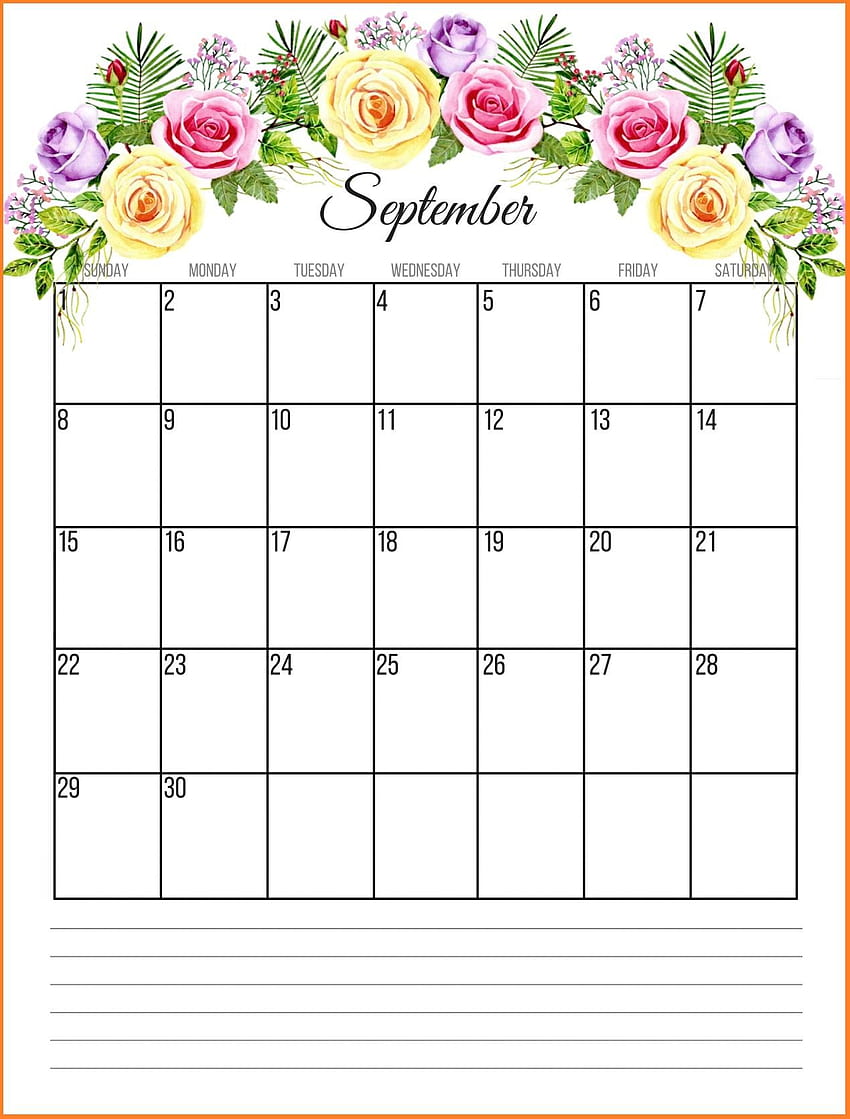Kalender September 2019 Druckbare leere Vorlagen PDF-Seite, Kalender HD-Handy-Hintergrundbild