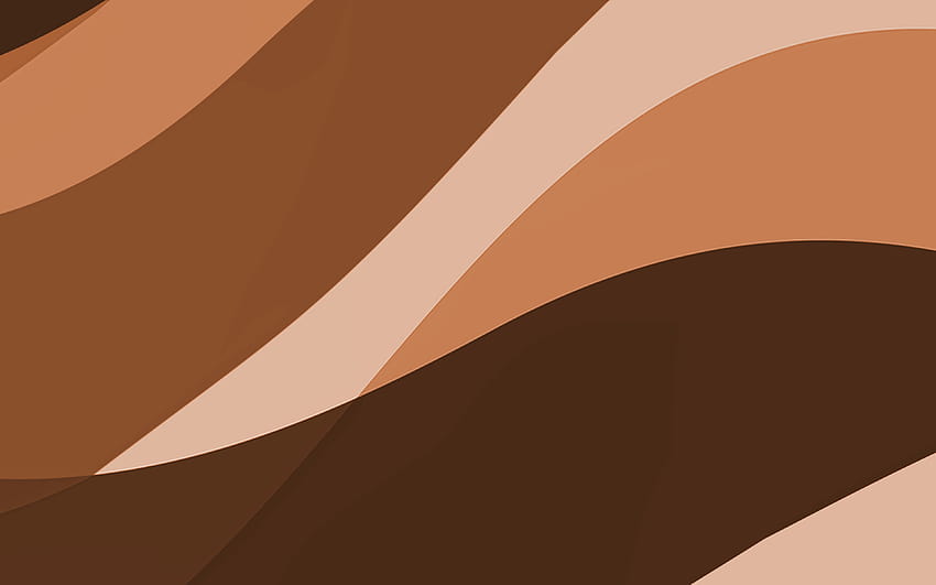 kahverengi soyut dalgalar, minimal, kahverengi dalgalı arka plan, malzeme tasarımı, soyut dalgalar, kahverengi arka planlar, yaratıcı, 3840x2400 çözünürlüklü dalga desenleri. Yüksek Kalite, kahverengi minimalist HD duvar kağıdı
