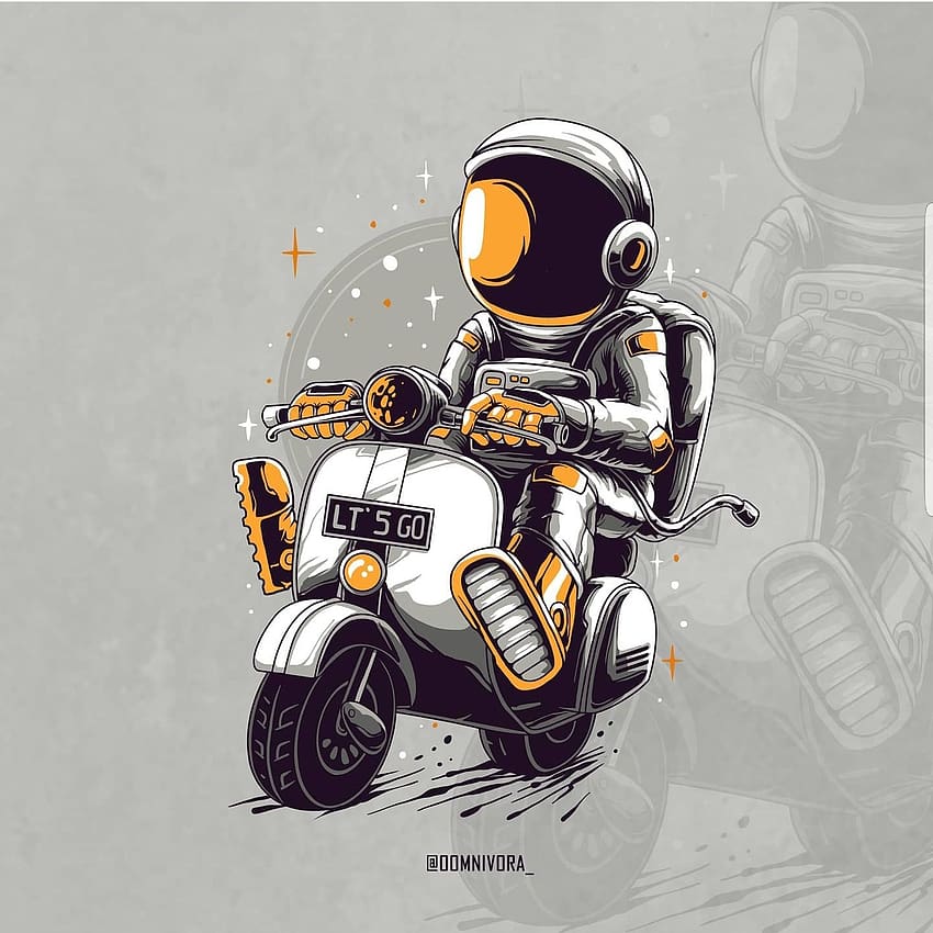 astronaut riding scooter motorcycle HD phone wallpaper