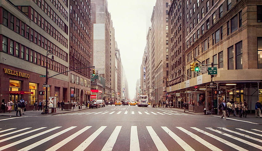 New York City Street, crossing road HD wallpaper