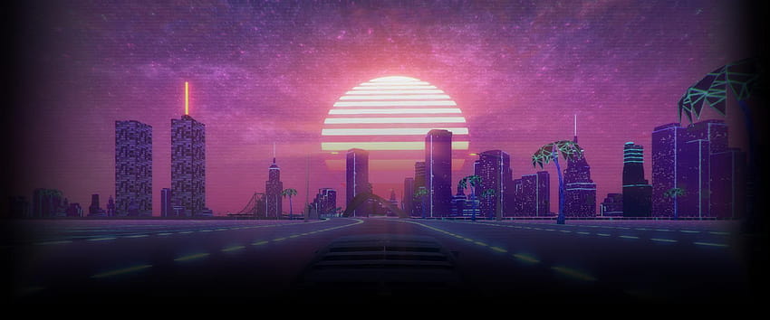 Aesthetic Vaporwave City on Dog, pink anime city HD wallpaper