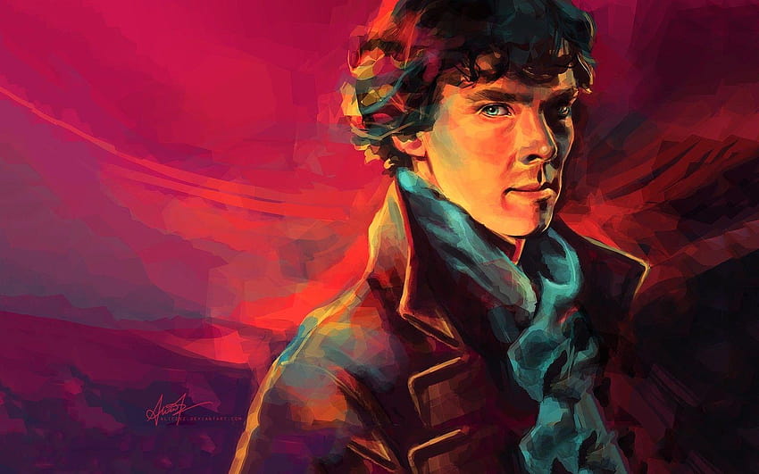 pinturas, hombres, BBC, Sherlock Holmes, obras de arte, Benedict Cumberbatch fondo de pantalla