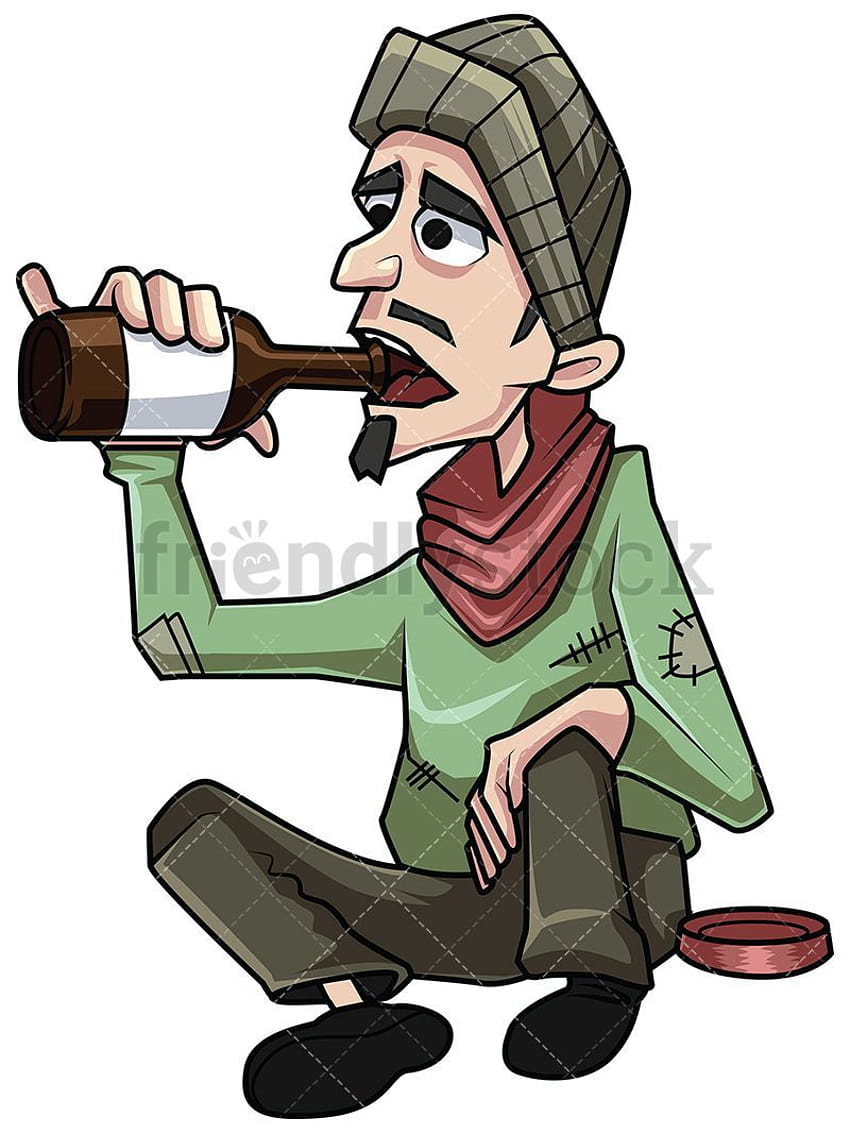 Homeless Man Drinking Alcohol Vector Cartoon Clipart HD phone wallpaper |  Pxfuel