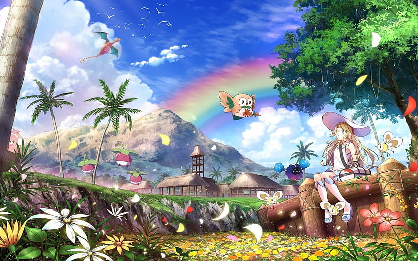 2560x1600 Pokemon, Lillie, Rainbow, Nature, Clouds, Charizard, Flowers, Tree for MacBook Pro 13 inch, rainbow tree HD wallpaper
