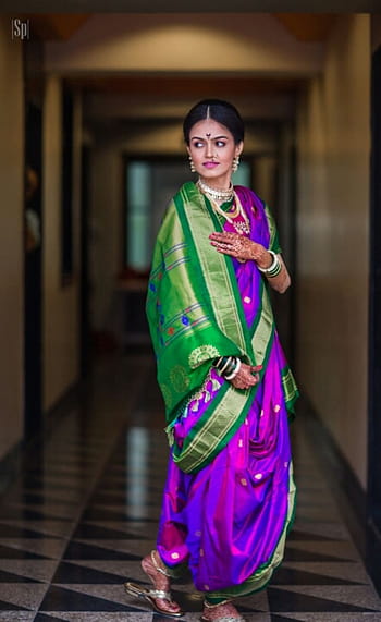 Maharashtrian Look | Navari Saree | Maharashtrian Bride | Sonam Hirey| |  Indian bride outfits, Indian bridal fashion, Indian bride poses