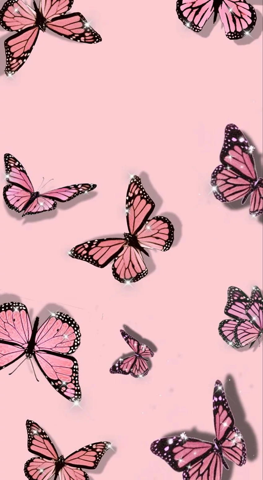 Butterfly iphone, Pink ...pinterest, cute aesthetic pink butterfly HD phone wallpaper