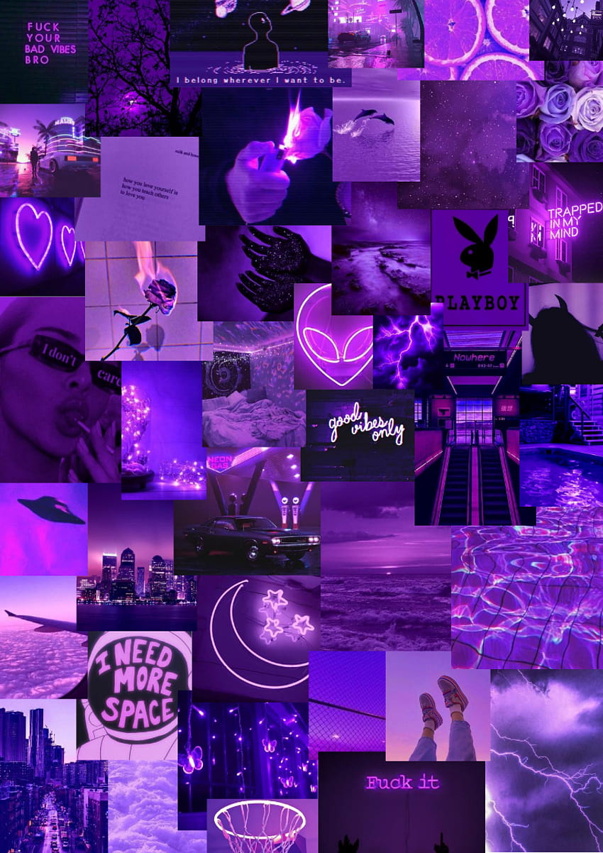 Download Deep Neon Purple Collage Wallpaper  Wallpaperscom