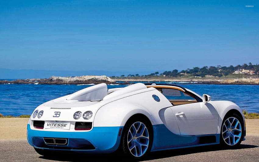 White and blue Vitesse Bugatti Veyron, white bugatti HD wallpaper