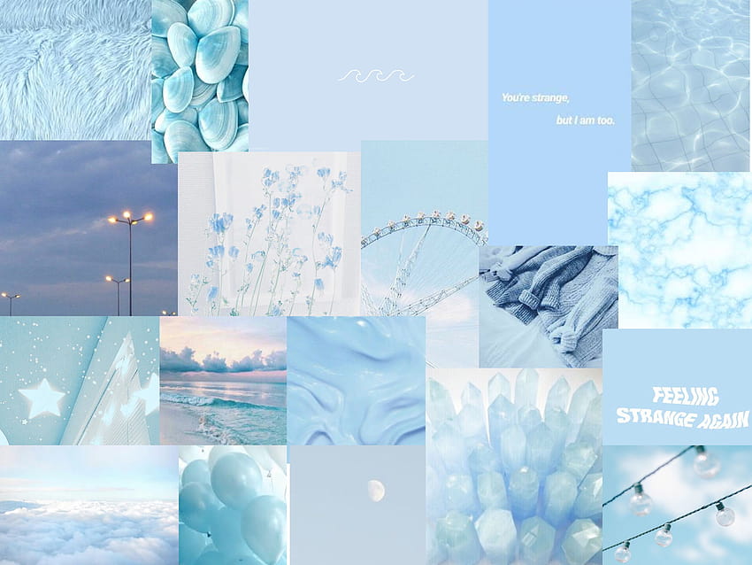 Baby Blue Collage, estética azul claro fondo de pantalla
