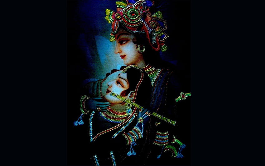 Radha Krishna, Ornaments, Dark HD wallpaper