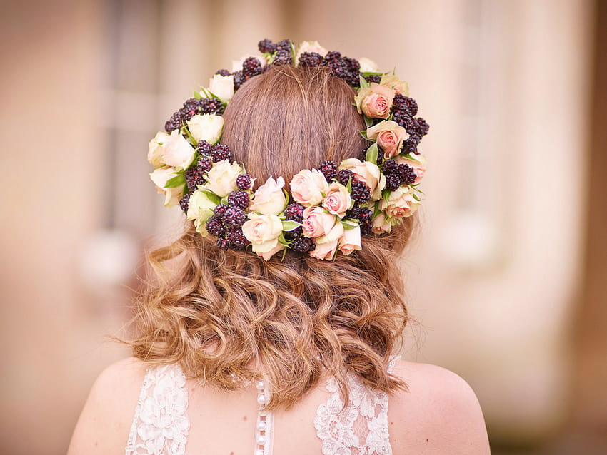 머리에 꽃을 꽂는 10가지 놀라운 방법, 신부 헤어스타일 조화 HD 월페이퍼