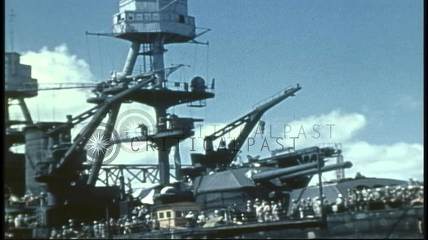 USS Nevada refloated at Pearl Harbor, Hawaii. Stock Footage HD wallpaper