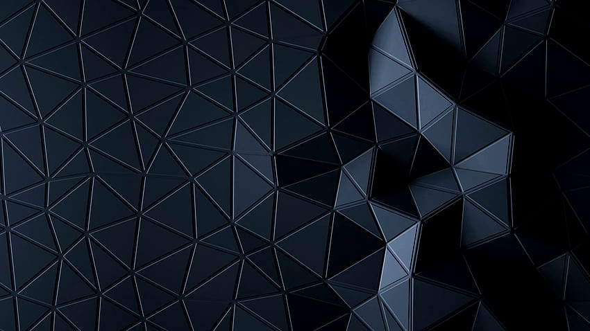 abstrakcyjna animacja trójkątnych krystalicznych tła. Czarny kolor 3d, 3d czarne kolory tła Tapeta HD