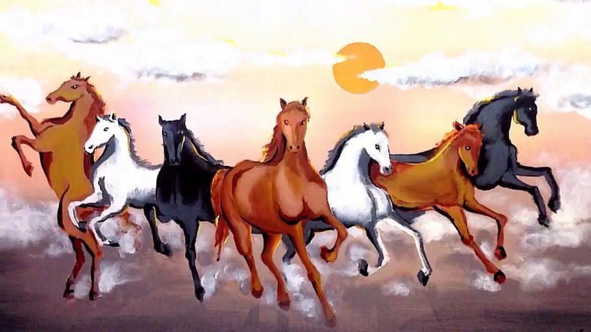 7 頭の馬、7 頭の馬 高画質の壁紙