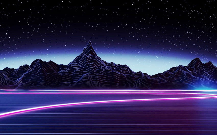 Neon Mountain Dark Aesthetic, estética púrpura y negra. fondo de pantalla