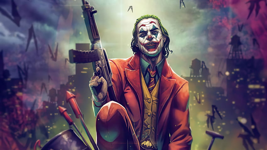 1366x768 Joker With Gun Up 1366x768 Resolution , Backgrounds, and ...