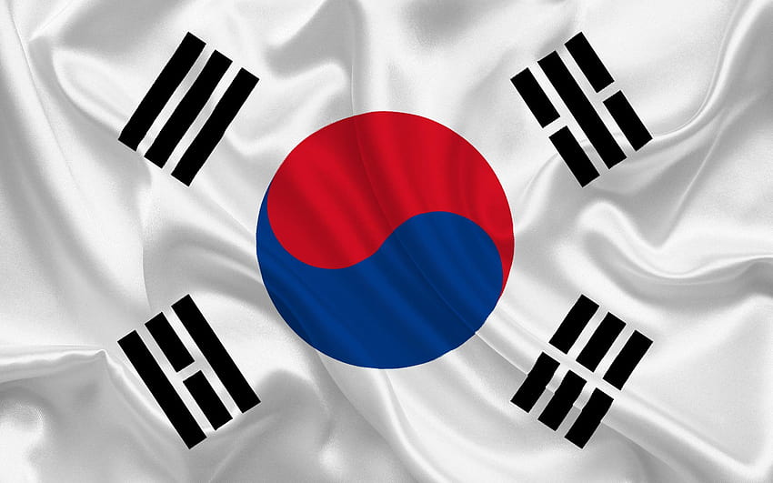 South Korean flag, Asia, South Korea, silk flag, korea flag HD wallpaper
